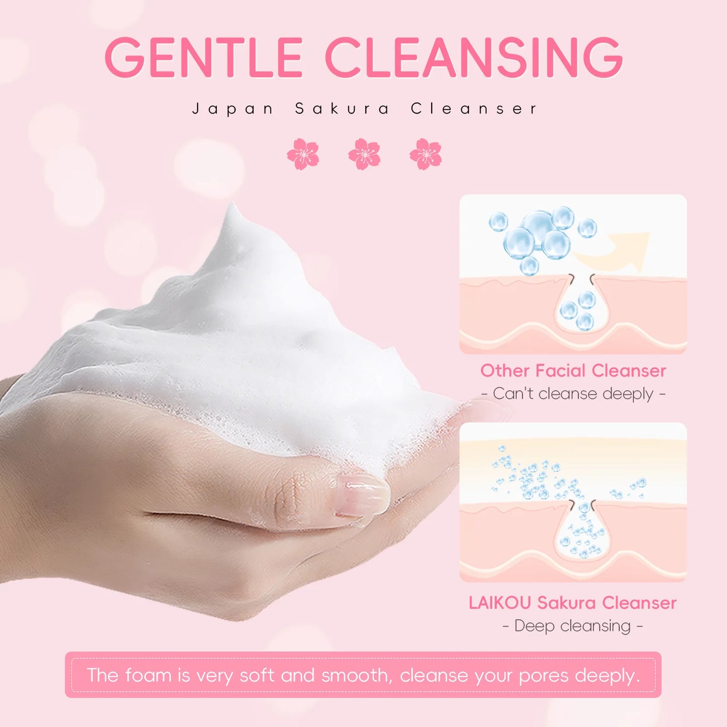 LAIKOU Sakura Face Wash – Gentle Cleanser for Clear Skin
