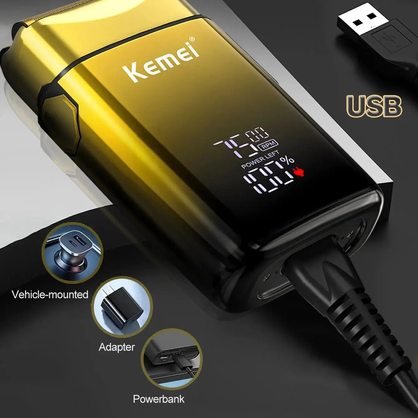 Rechargeable Kemei KM-TX10 Trimmer for Beard, Mustache & Hair