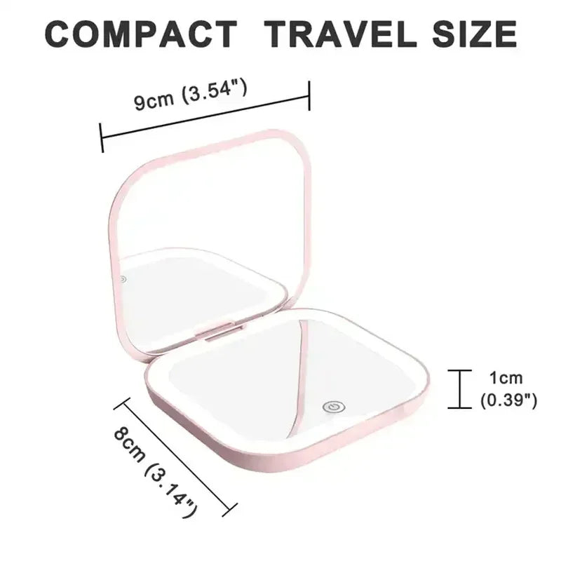 Dual-Sided Makeup Mirror with LED Light – Perfect for Travel