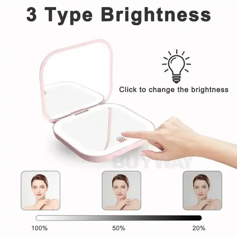 Dual-Sided Makeup Mirror with LED Light – Perfect for Travel