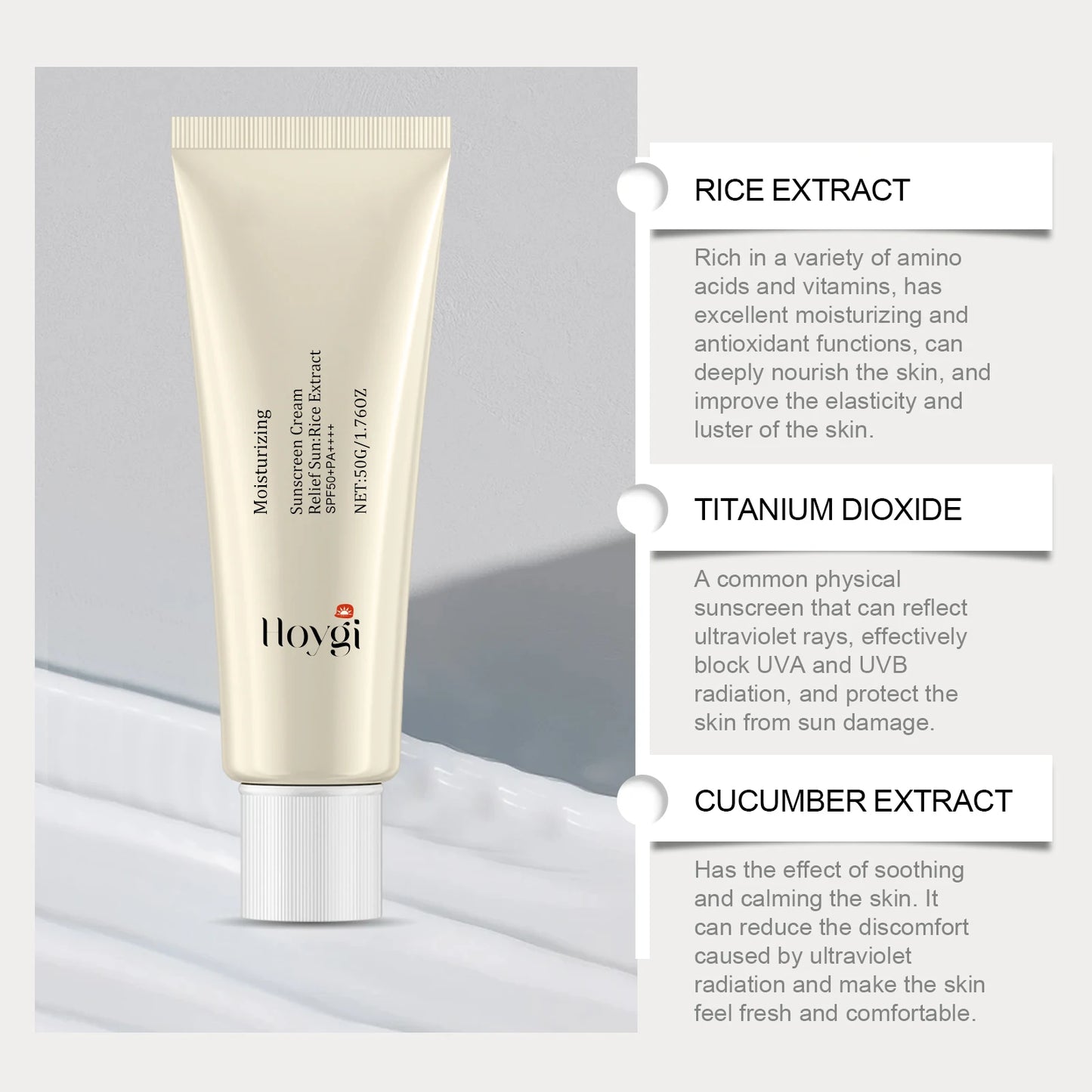 Hoygi SPF50+ Face Sunscreen – Daily UV Protection Cream