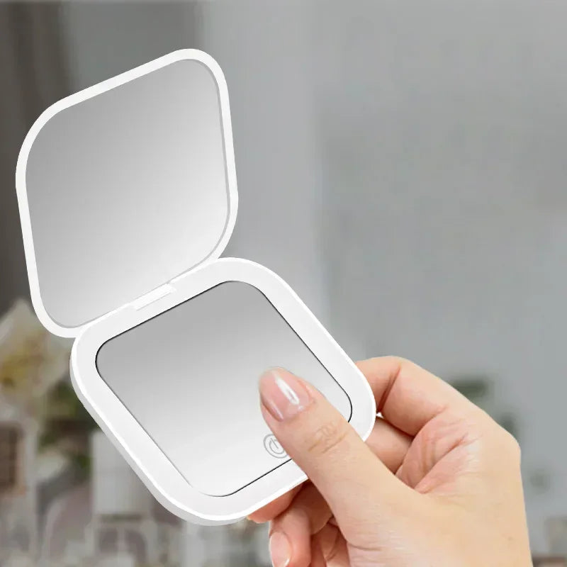 Dual-Sided Makeup Mirror with LED Light – Perfect for Travel