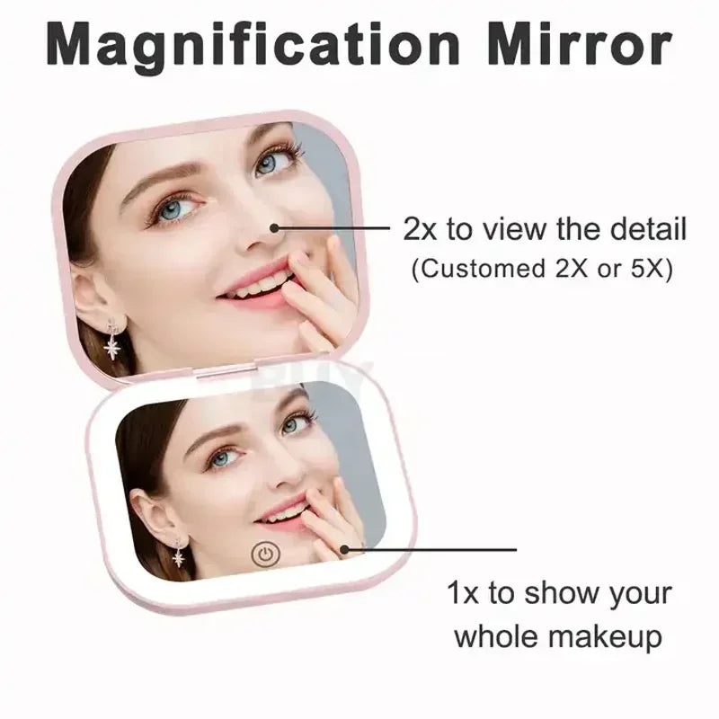Dual-Sided Makeup Mirror with LED Light – Perfect for Travel