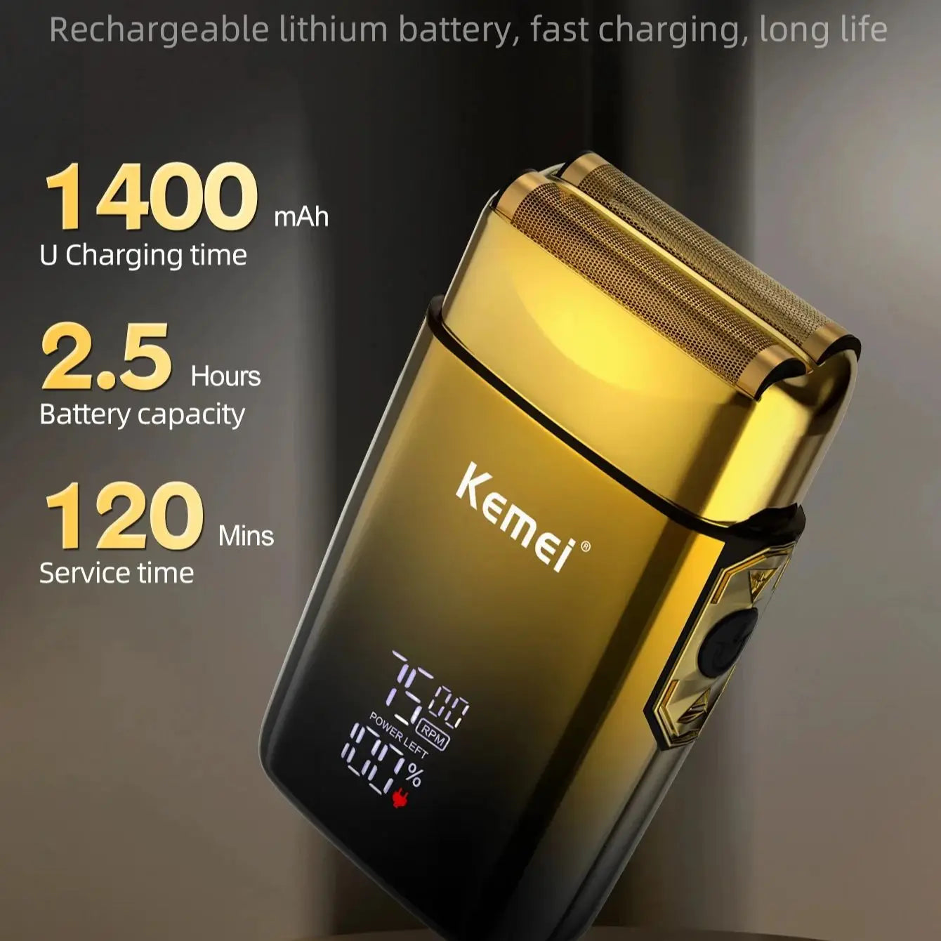 Rechargeable Kemei KM-TX10 Trimmer for Beard, Mustache & Hair