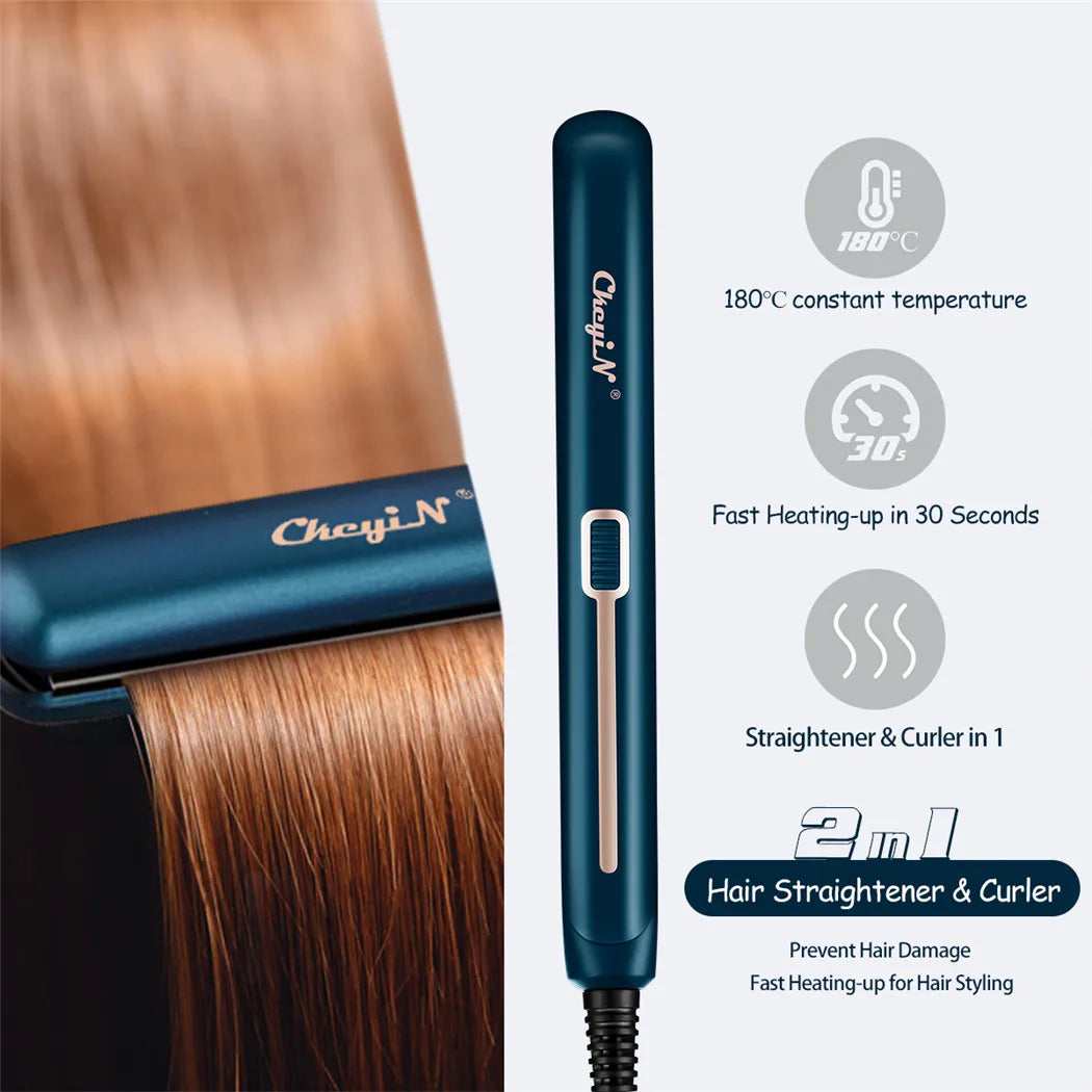 CkeyiN Mini Hair Straightener & Curler – Compact, Fast & Safe